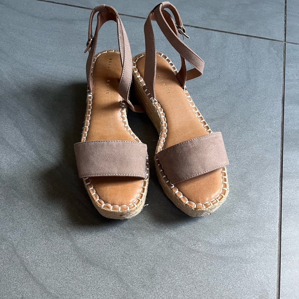 Women's Brown Woven Wedge Heel Sandals